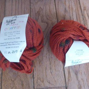 2 Balls Trendsetter Graffiti Wool Blend Yarn Color 67 Rust Multi 50 yds ea